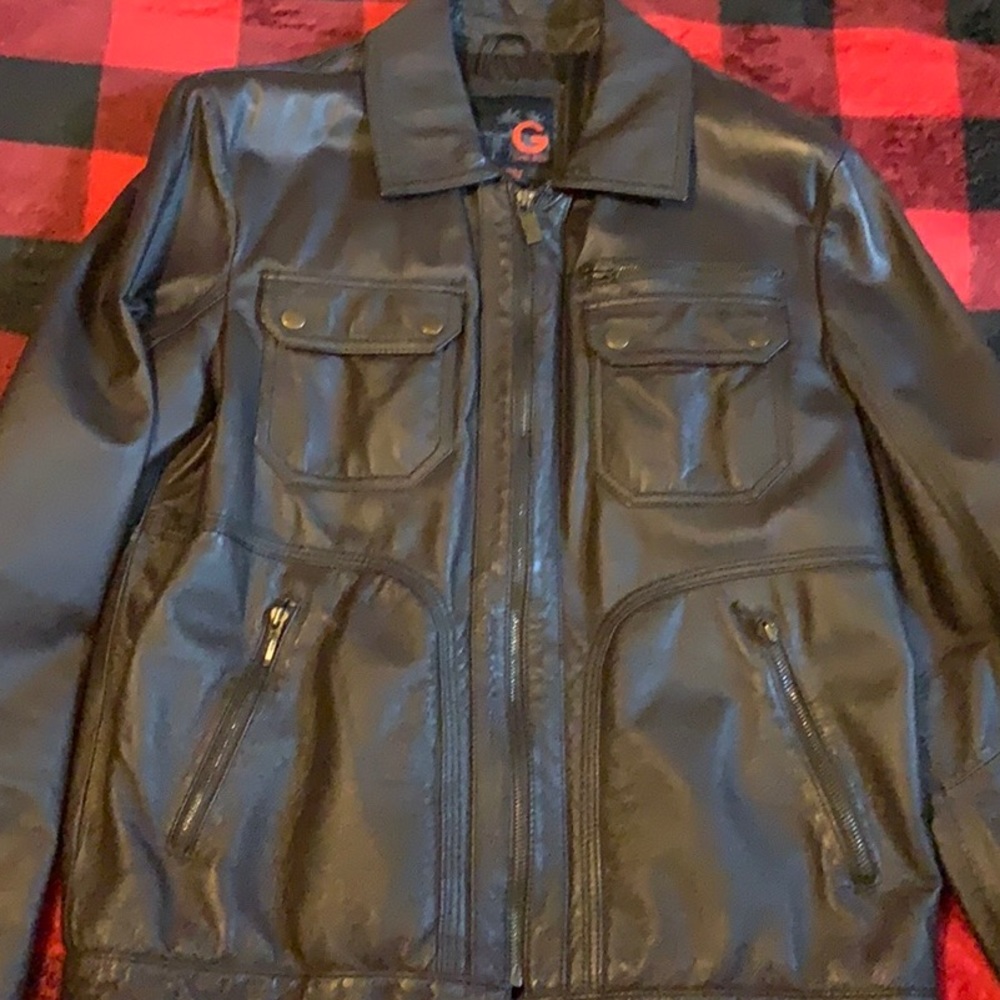 Men’s Leather Brown Leather Jacket G by Guess